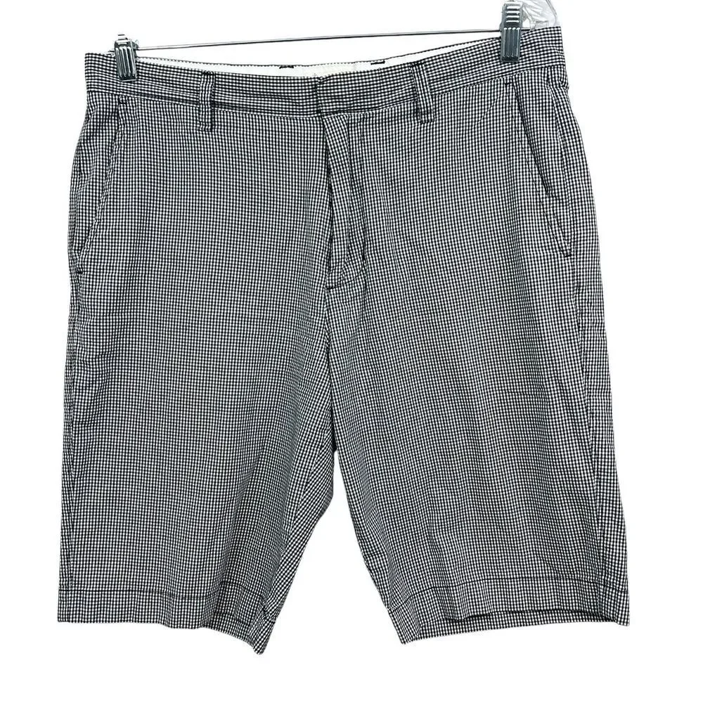J. Crew Mens Bermuda Shorts Checkered Slash Pockets Black White Size W32*